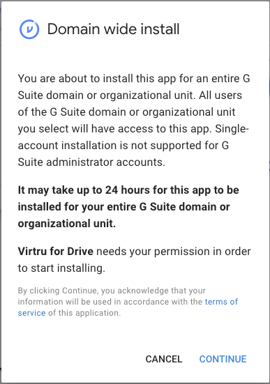 Installation confirmation prompt