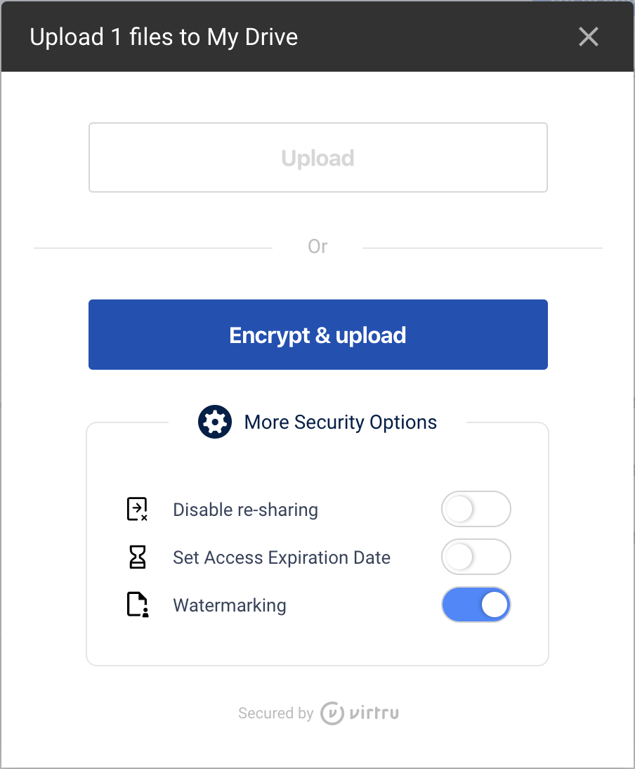 Encrypt and upload Watermarking option