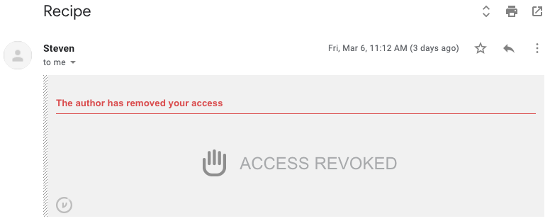 ACCESS REVOKED prompt in Gmail