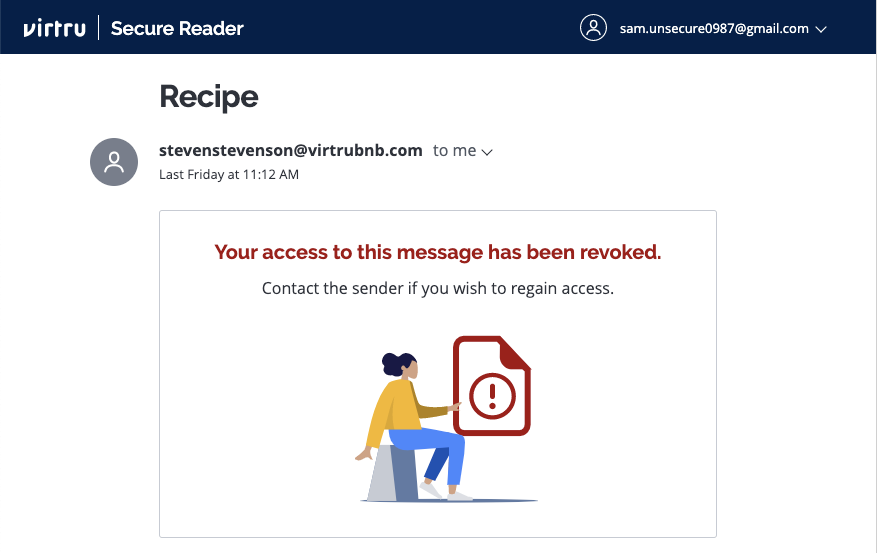 Access revoked messaging in Secure Reader