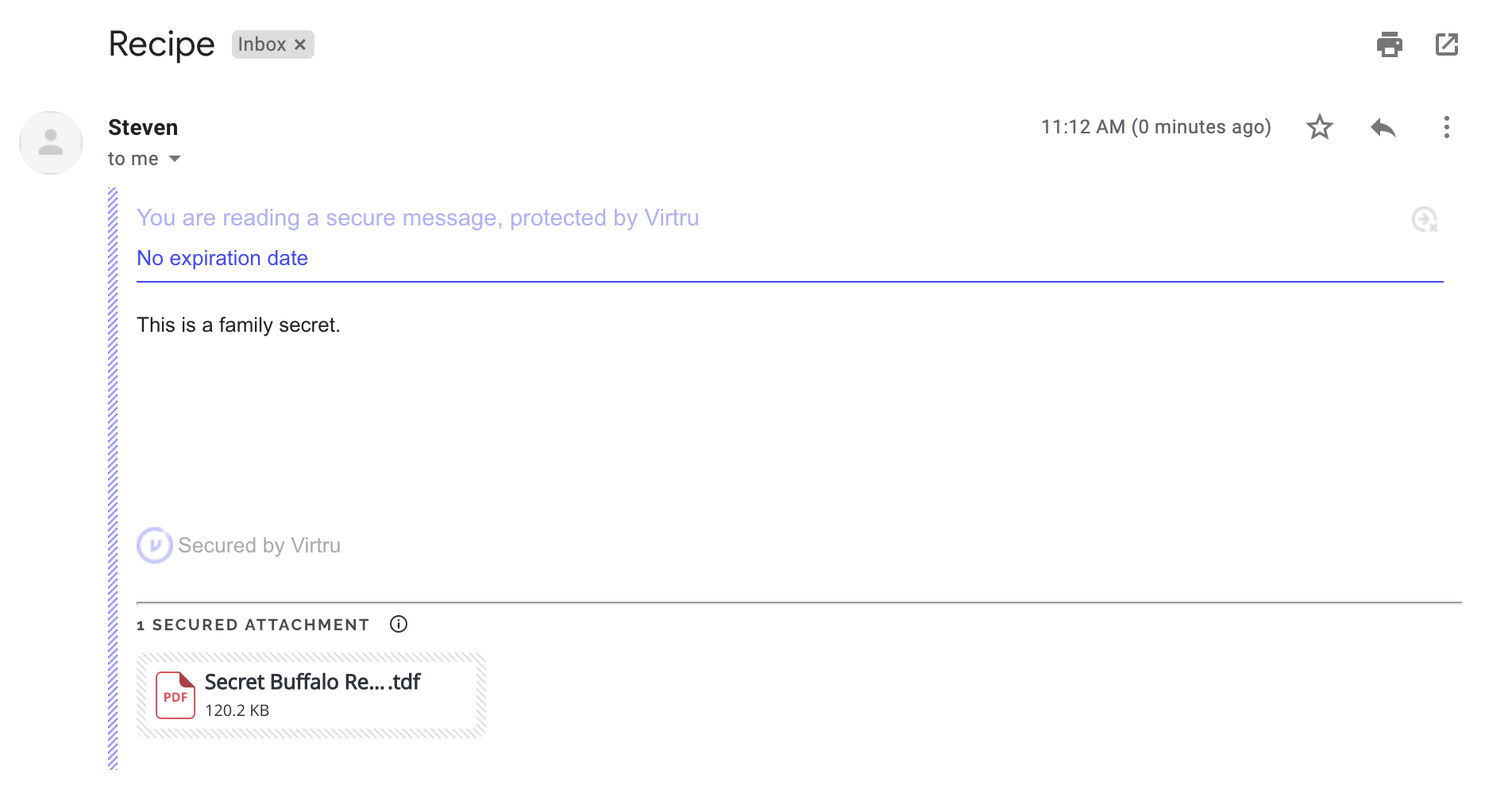 Decrypted Virtru email