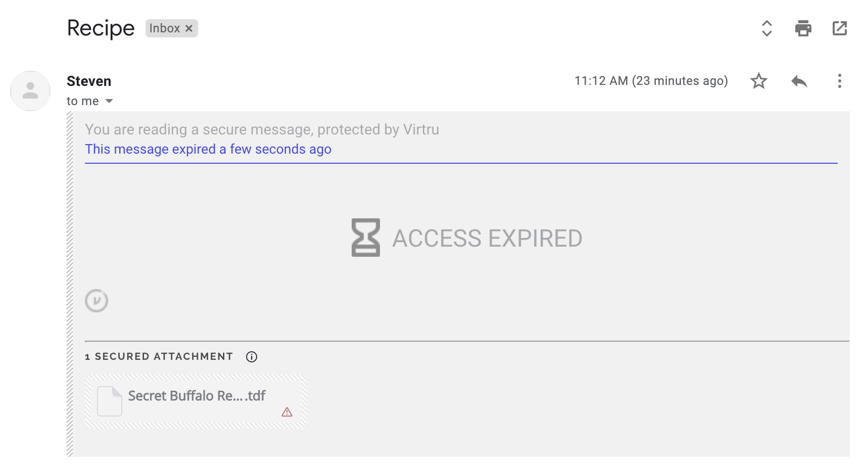 ACCESS EXPIRED prompt in Gmail