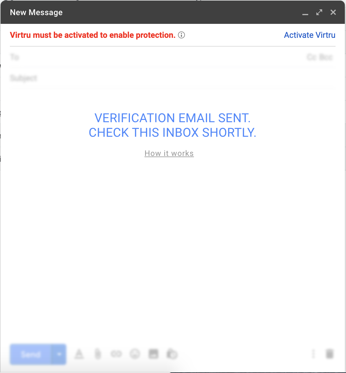 Email sent prompt