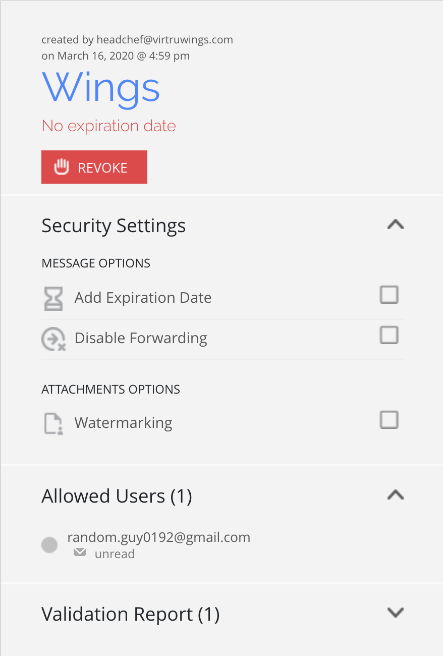 Email metadata menu