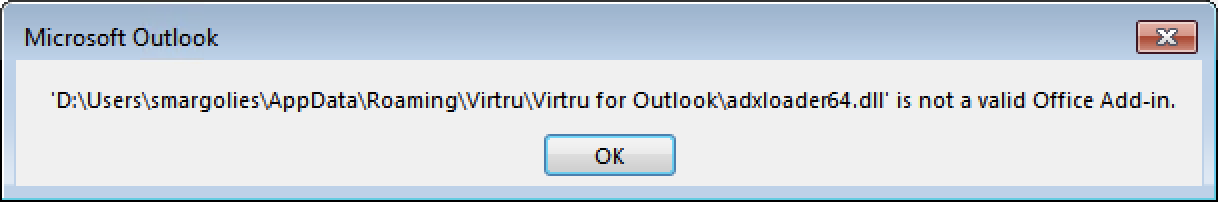 not a valid Office Add-in error