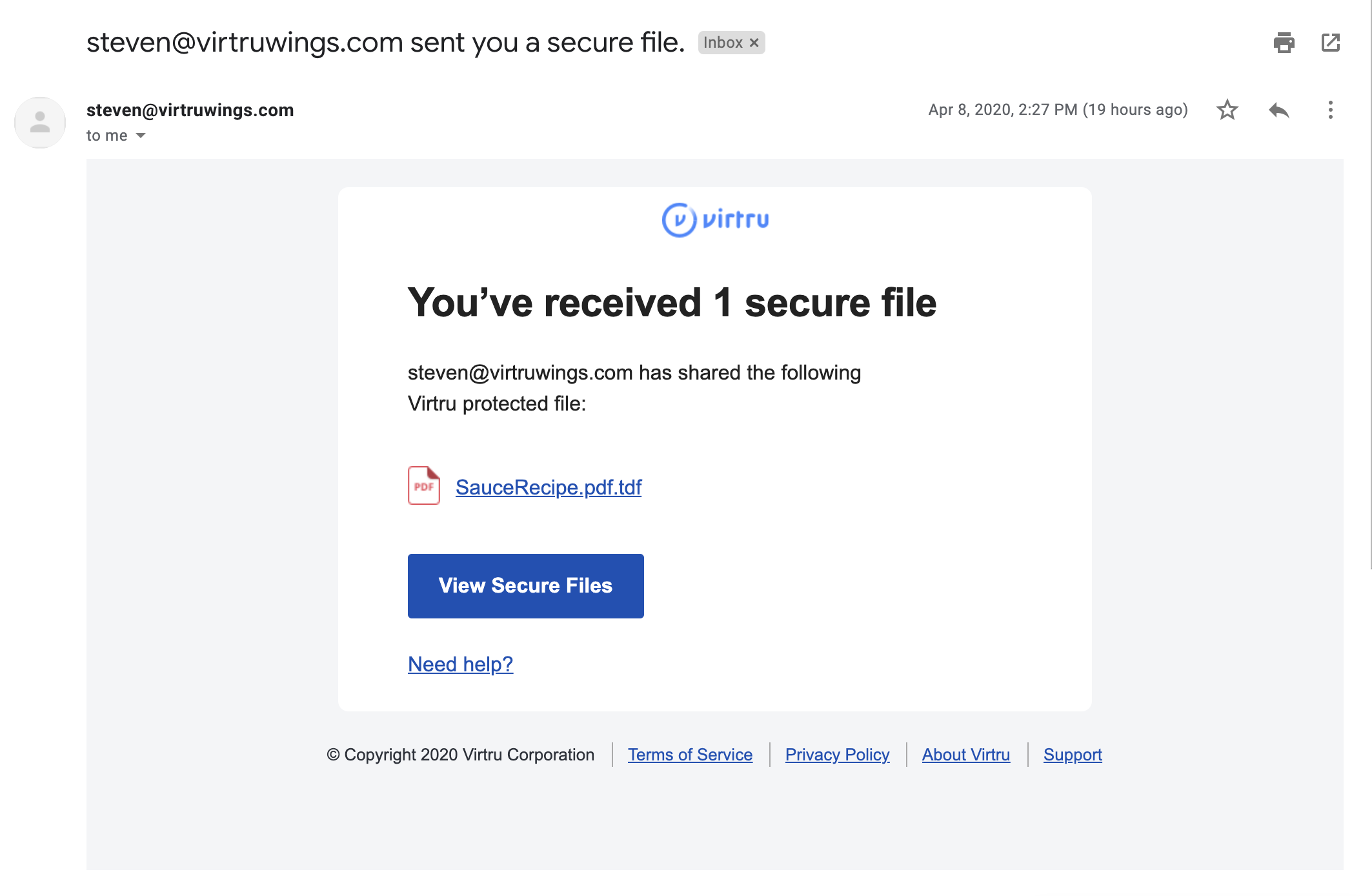 View Secure Files email