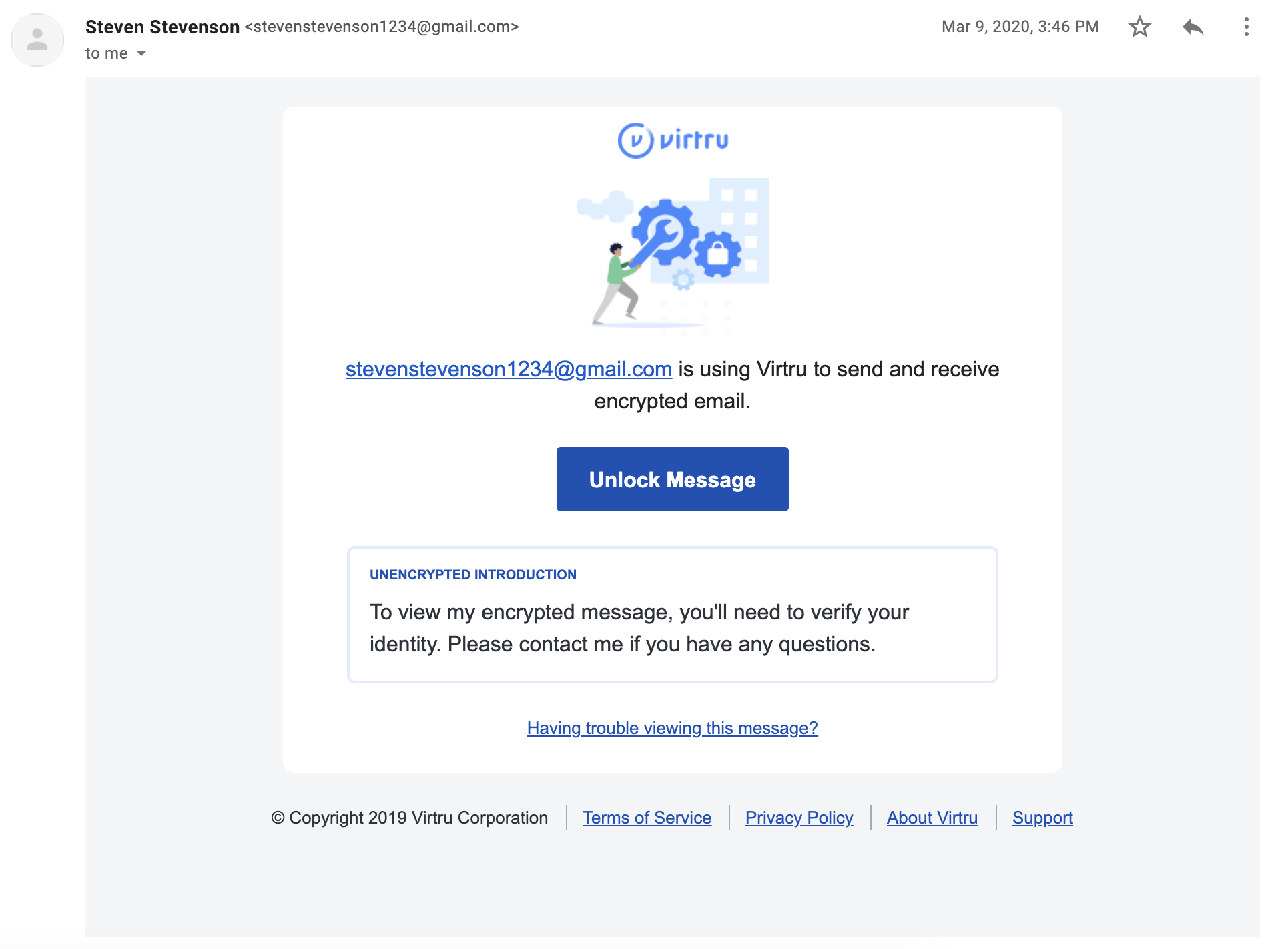 Unlock Message template