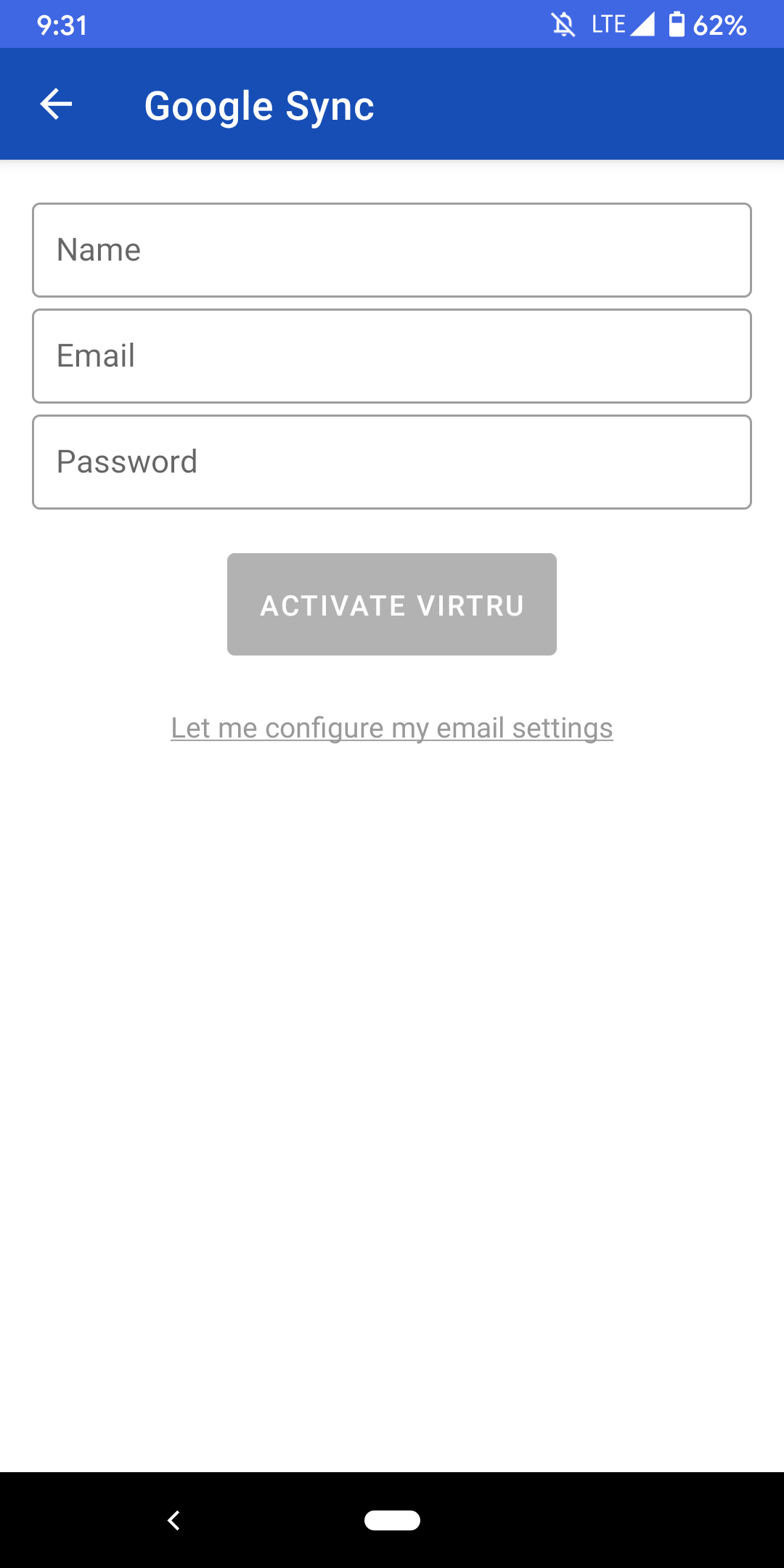 Exchange ActiveSync fill in form