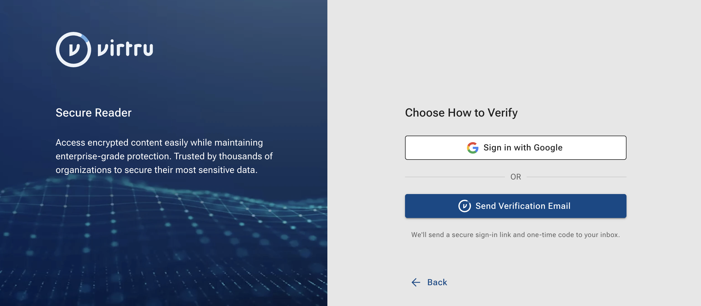 Choose How to Verify page
