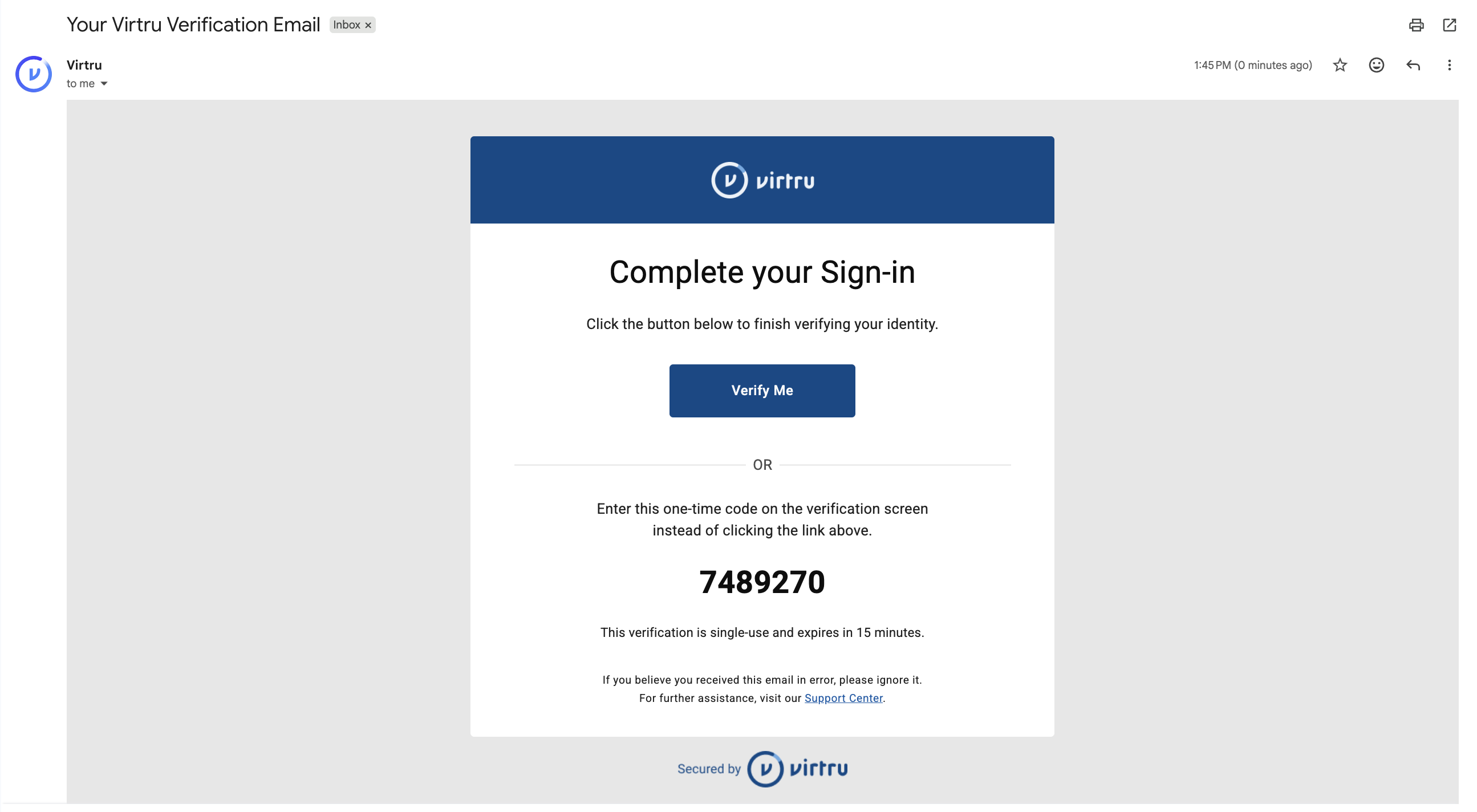 Verification email
