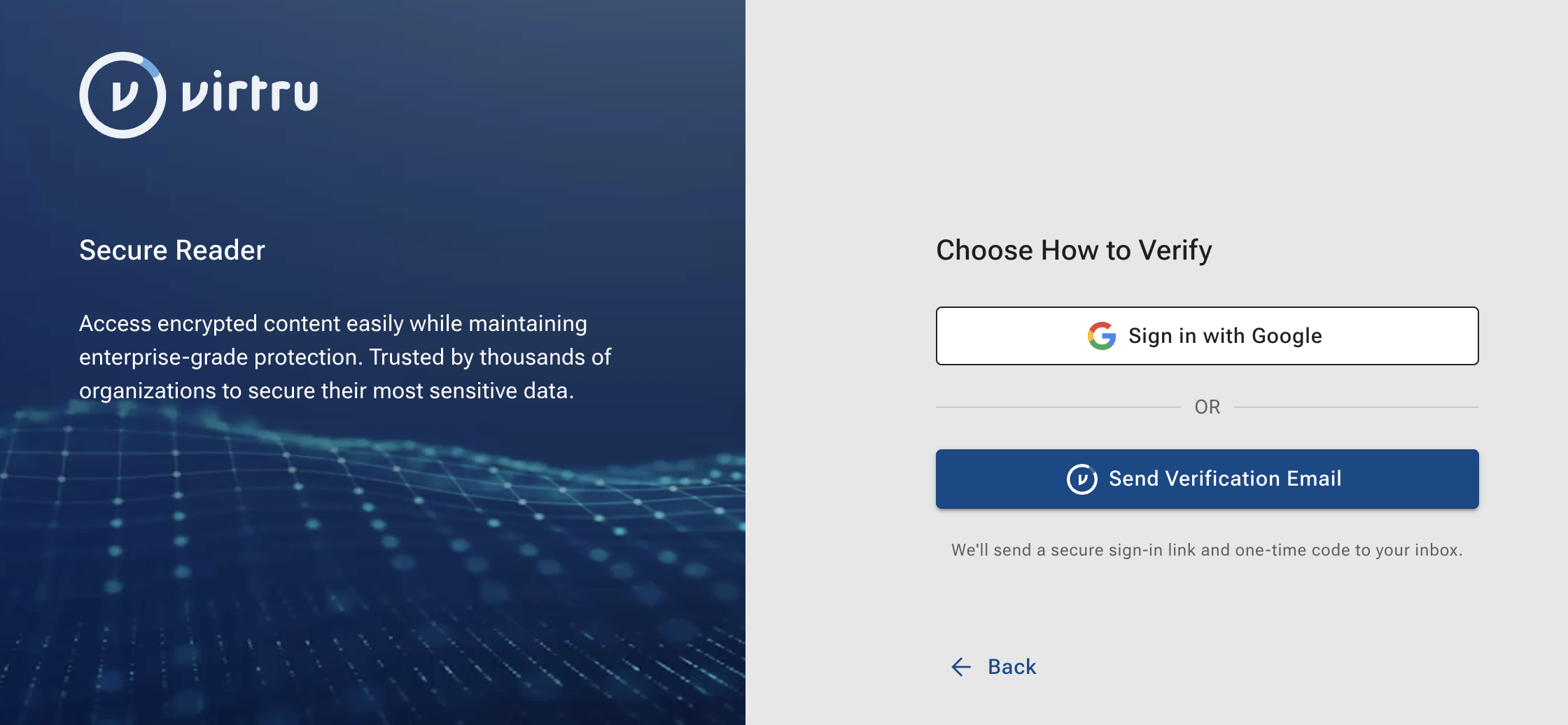 Choose How to Verify page