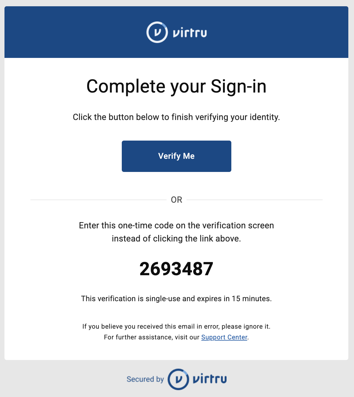 Verification email