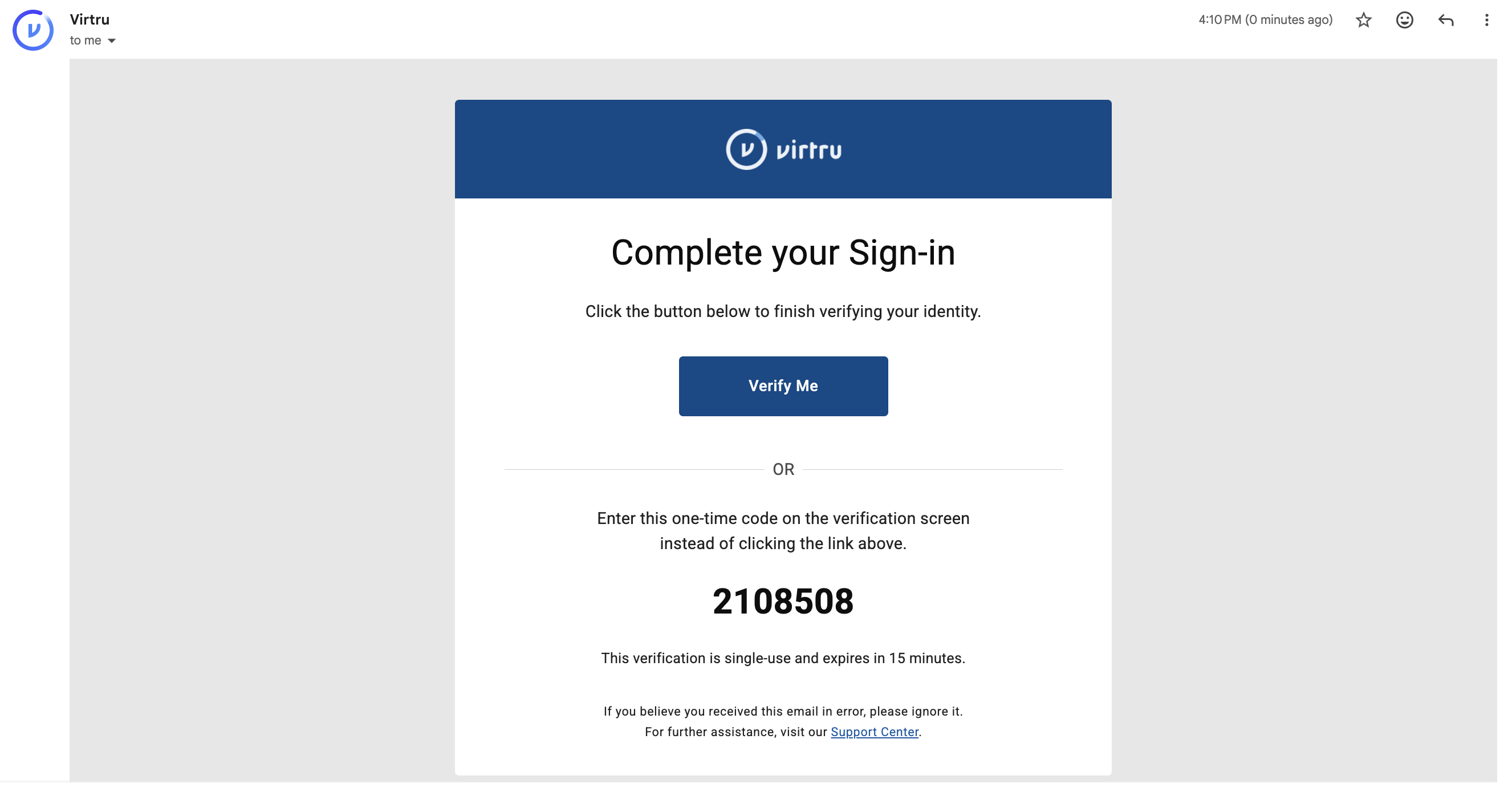 Verification email