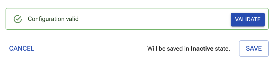 Configuration valid confirmation