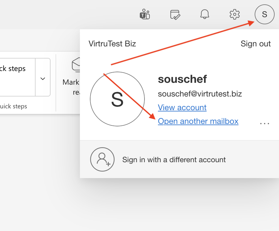 Open another mailbox option