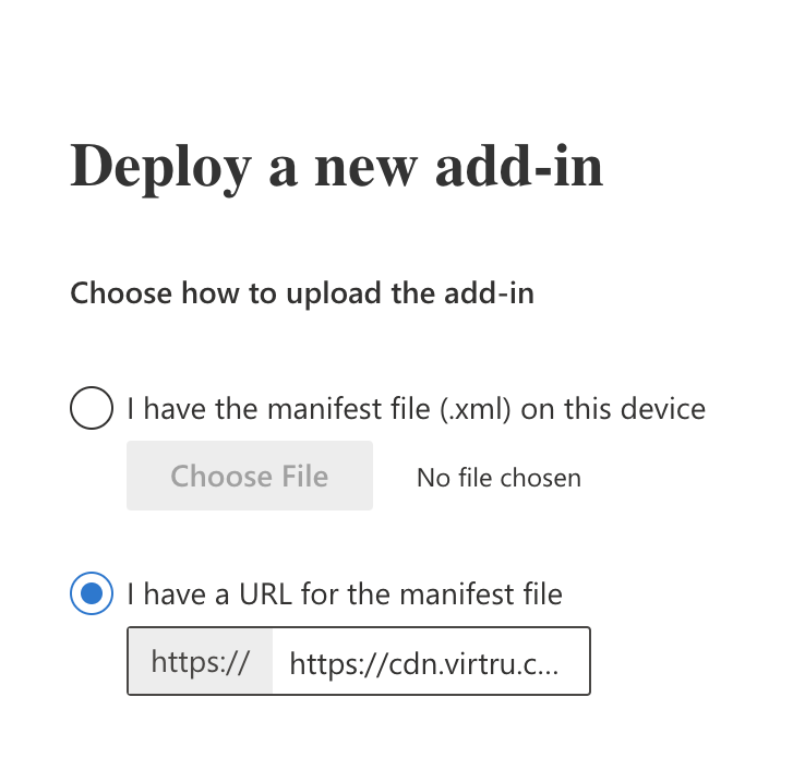 Deploy a new add-in options