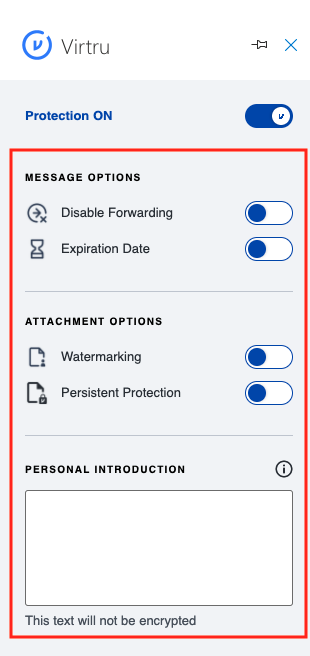 security options sidebar