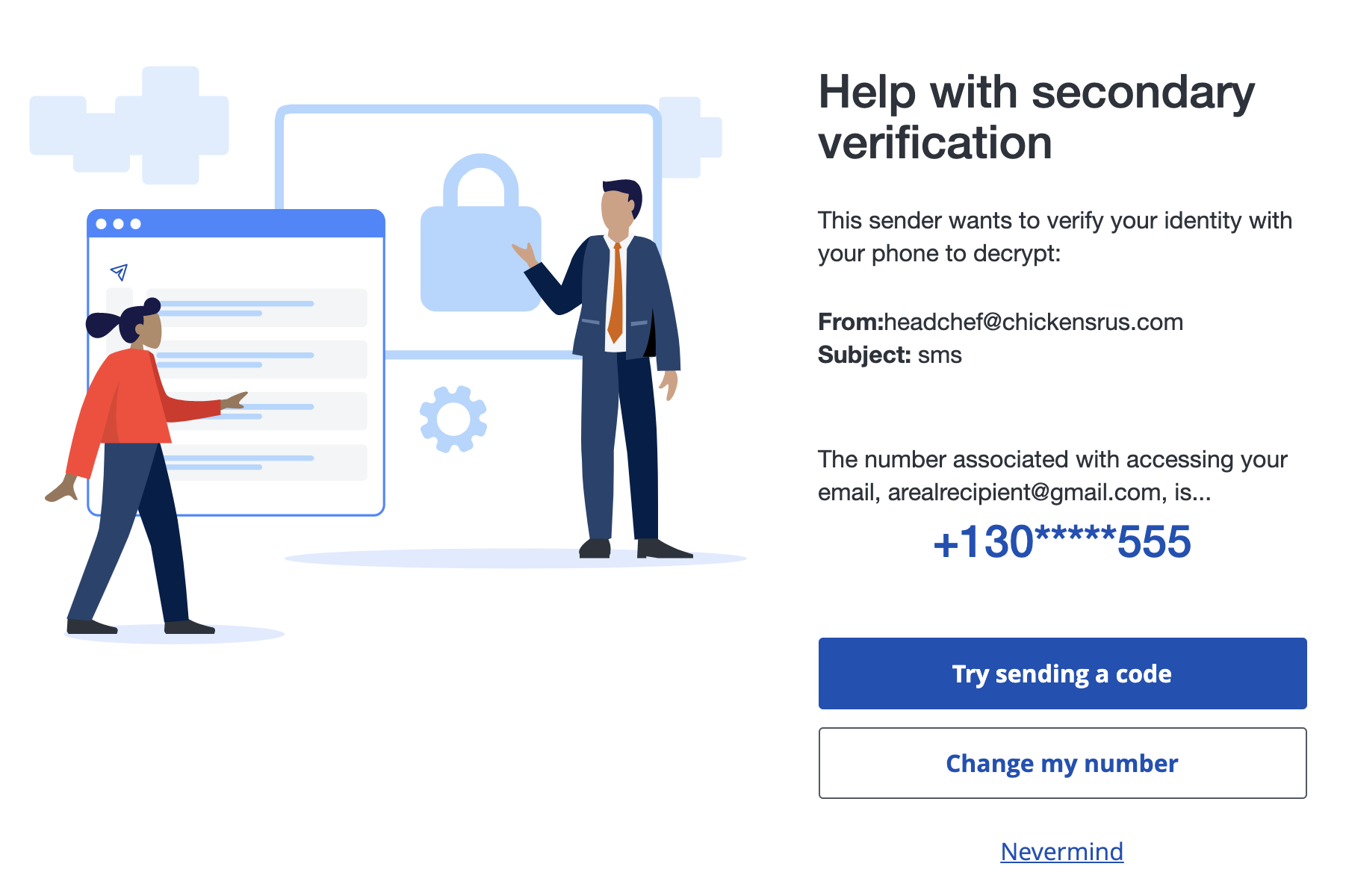 Help with secondary verification screen