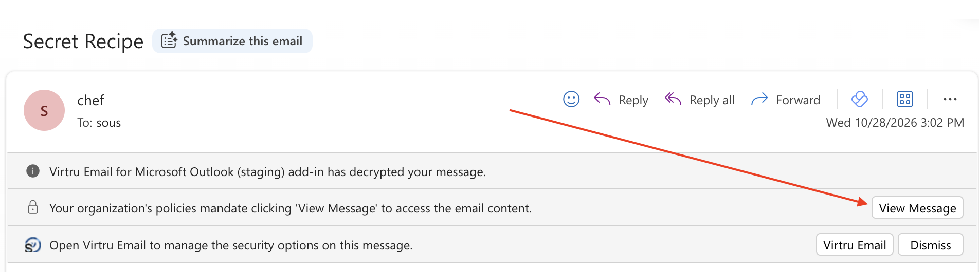 View Message button
