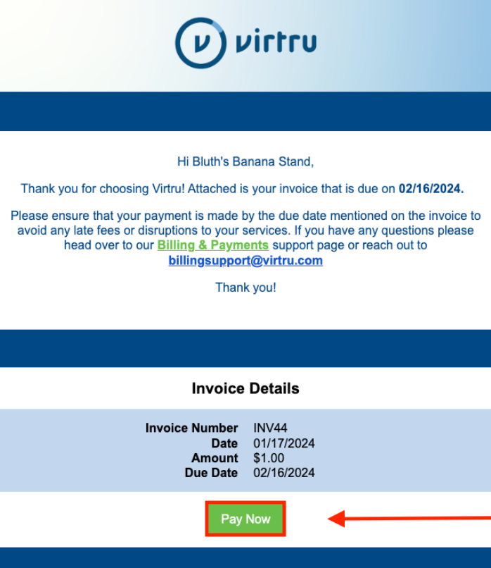 New invoice notification email