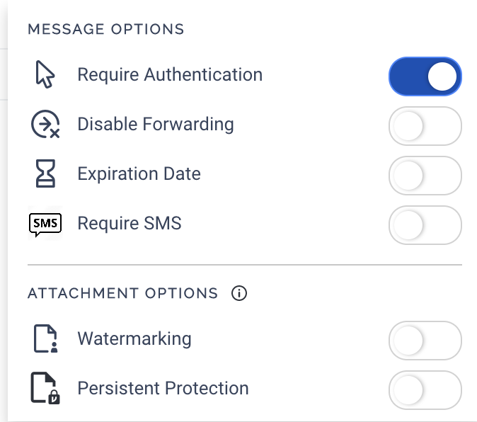 Require Authentication in list of security features